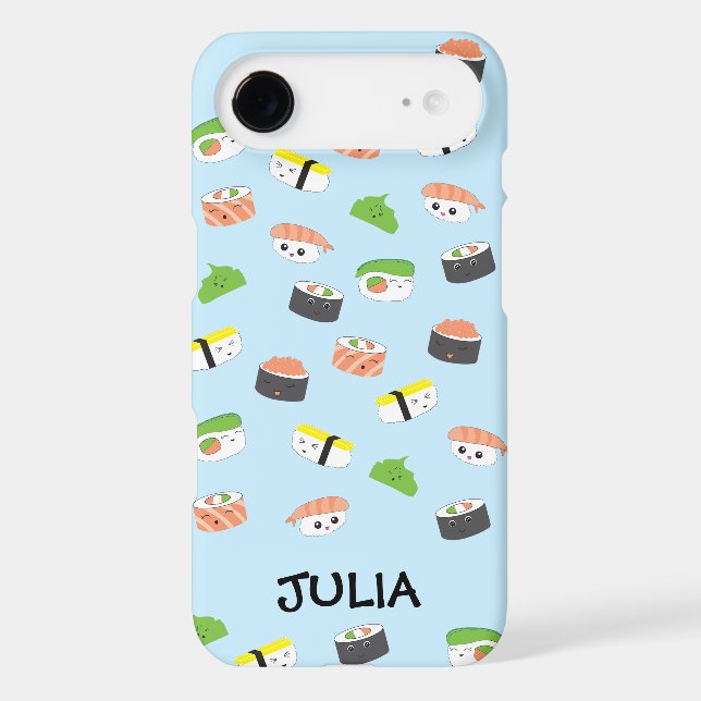 Personalized Kawaii style illustration blue Sushi Case-Mate iPhone Case (Back)