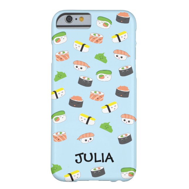 Personalized Kawaii style illustration blue Sushi Case-Mate iPhone Case (Back)