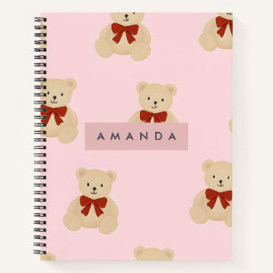 Personalized Kawaii Teddy Bear Pattern Notebook
