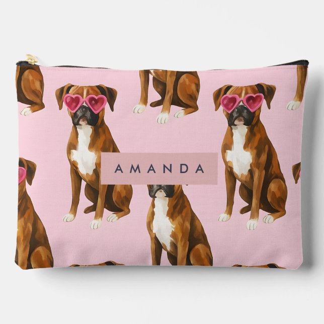 Personalized Kawaii Trendy Boxer Dog  Accessory Pouch (Front)