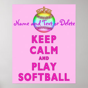 PERSONALIZED Keep Calm And Play Softball Posters