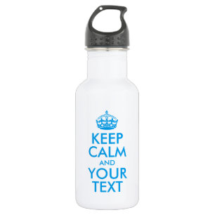 Personalized KEEP CALM and YOUR TEXT - blue words 532 Ml Water Bottle