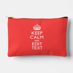 Personalized KEEP CALM and your text on Pink Coral Accessory Pouch