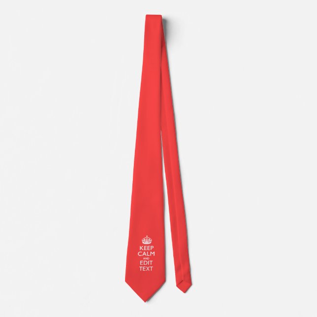 Personalized KEEP CALM and your text on Pink Coral Tie (Front)