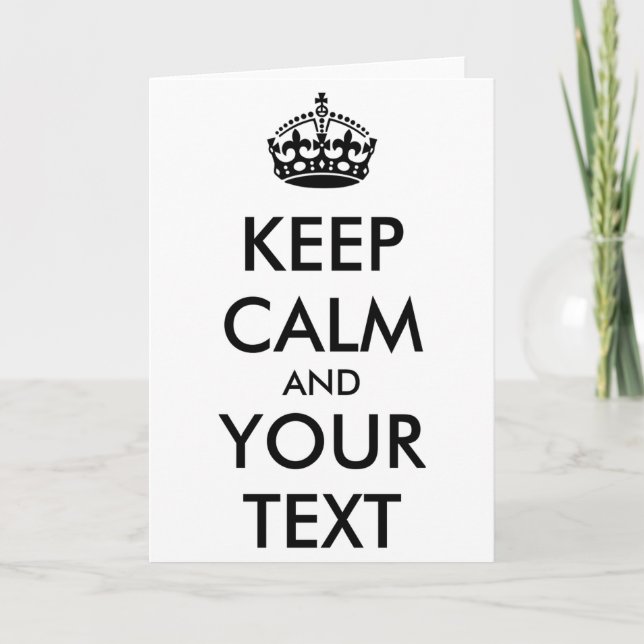 Personalized Keep Calm And Your Text T Shirt  Card (Front)