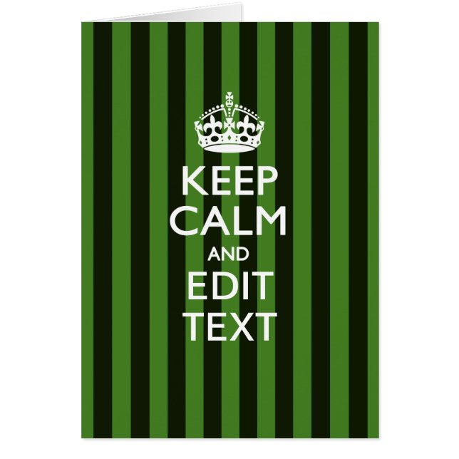 Personalized KEEP CALM Your Text on Green Stripes (Front)
