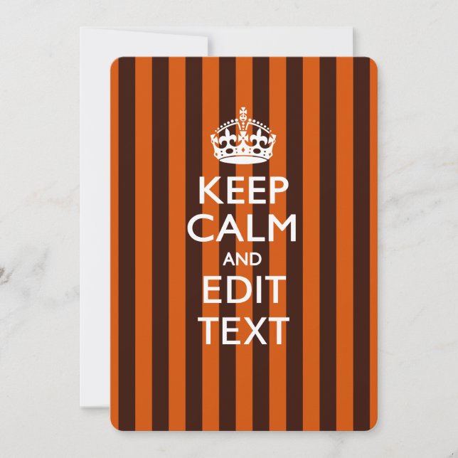 Personalized KEEP CALM Your Text on Orange Stripes (Front)