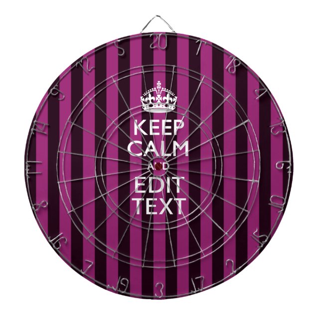 Personalized KEEP CALM Your Text on Pink Fuchsia Dartboard (Front)