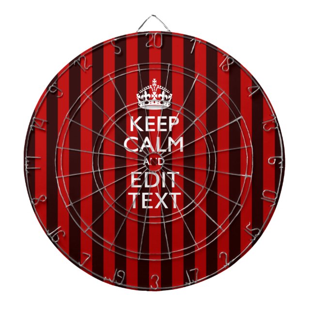 Personalized Keep Calm Your Text on Red Stripes Dartboard (Front)