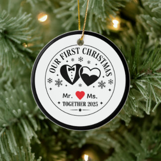 Personalized Keepsake Our First Christmas Mr & Ms Ceramic Tree Decoration