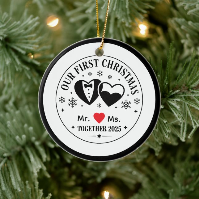 Personalized Keepsake Our First Christmas Mr & Ms Ceramic Tree Decoration (Tree)
