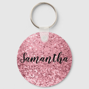 Personalized Key Chain Rose Gold Glitter
