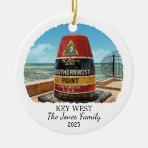 Personalized Key West Ornament, Florida State Ceramic Tree Decoration