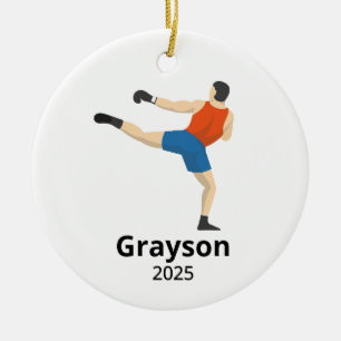 Personalized Kickboxing Christmas Ceramic Ornament