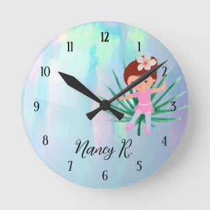 Personalized Kid Cute Girl Round Clock