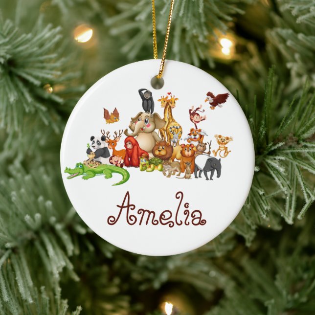 Personalized Kid's animals  Ceramic Tree Decoration (Tree)