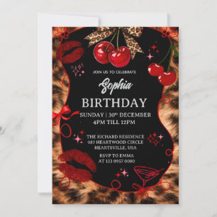 Personalized Kids Birthday Invitation Black Party 