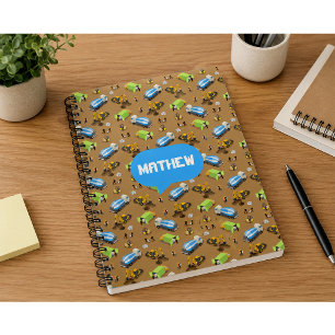 Personalized Kids Construction Vehicles Notebook