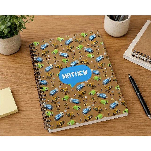Personalized Kids Construction Vehicles  Notebook (Creator Uploaded)