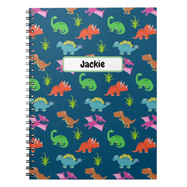 Personalized Kids Dinosaur Pattern Notebook (Front)