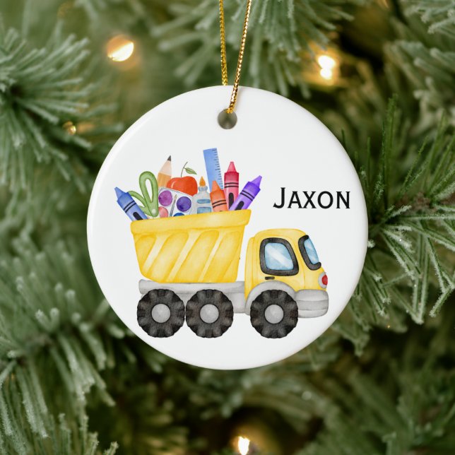 Personalized Kids Dump Truck Christmas Ornament  (Tree)
