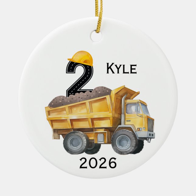Personalized Kids Dump Truck Ornament  (Front)