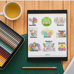 Personalized Kids Easter Custom-Cut Vinyl Sticker