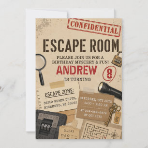 Personalized Kids Escape Room Birthday Invitation