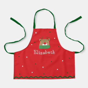 Personalized Kids Festive Reindeer Christmas Apron