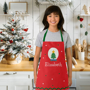Personalized Kids Festive Snow globe Christmas Apron