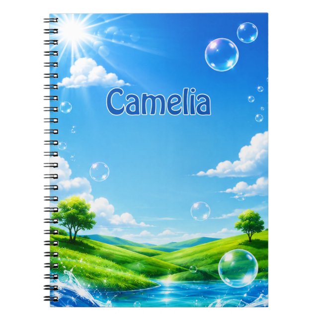 Personalized Kids Frutiger Aero Name Notebook (Front)