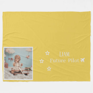 Personalized Kids Future Pilot with Photo & Name Fleece Blanket