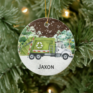Personalized Kids Garbage Truck Christmas Ornament
