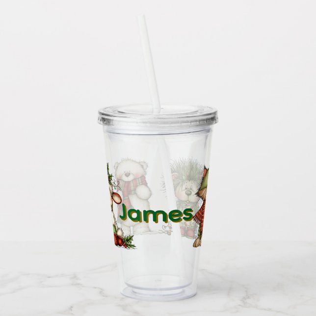 Personalized Kids Holiday  Acrylic Tumbler (Left)