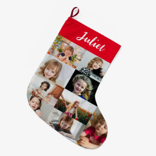 Personalized Kids Name & Photo Collage Large Christmas Stocking