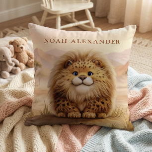 Personalized Kids Safari Cute Fluffy Leopard  Cushion