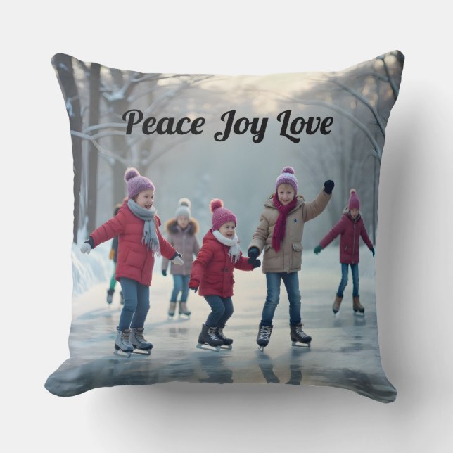 Personalized Kids Skating 2 Cushion (Front)