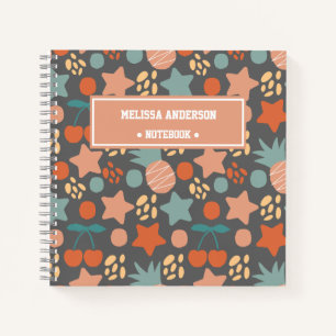 Personalized Kids Tropical Fruits & Stars Pattern Notebook