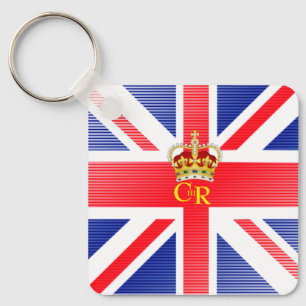 Personalized  King Charles III Monogram and Crown  Key Ring