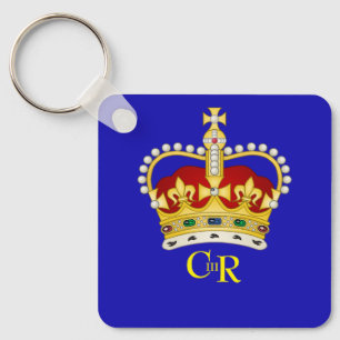 Personalized  King Charles III Monogram and Crown  Key Ring