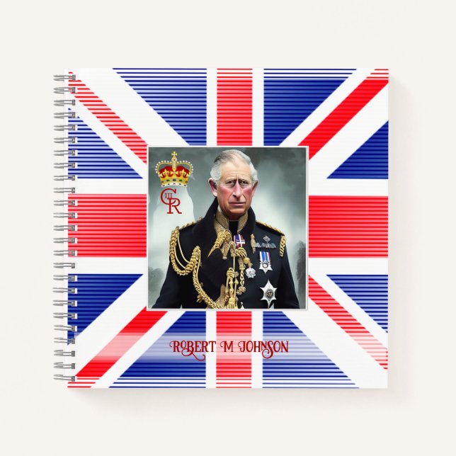 Personalized King Charles III  Notebook (Front)