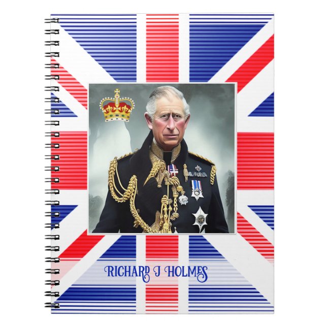 Personalized King Charles III  Notebook (Front)
