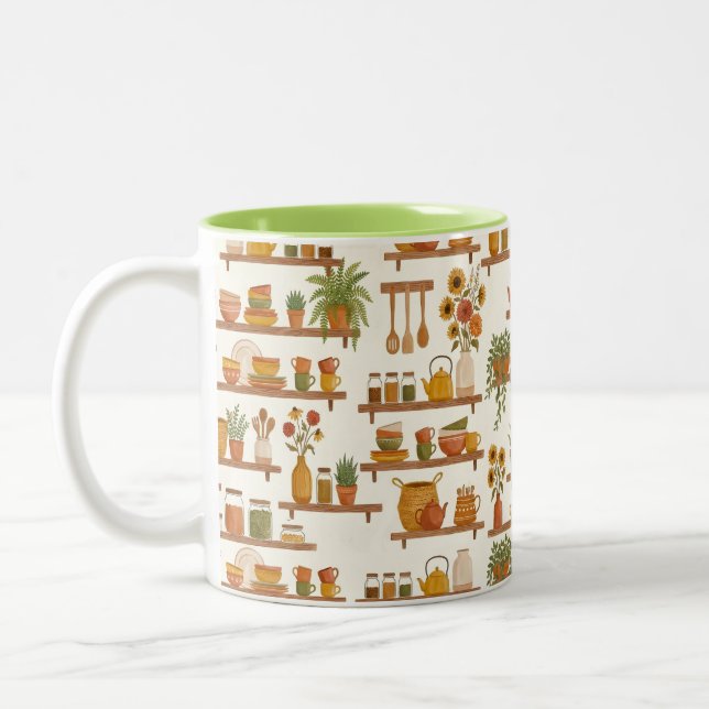 Personalized Kitchen Shelves Pattern Coffee Mug (Left)