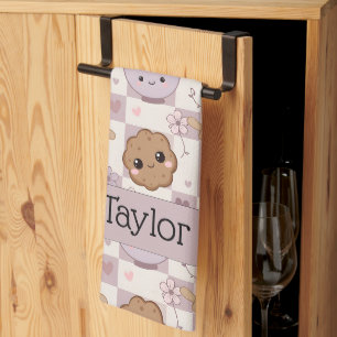 Personalized Kitchen Tea Towel Kawaii Cookie