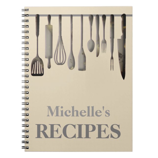 Personalized kitchen utensils recipe notebook (Front)