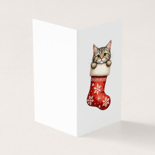 Personalized Kitten Stocking Christmas Card (Outside)