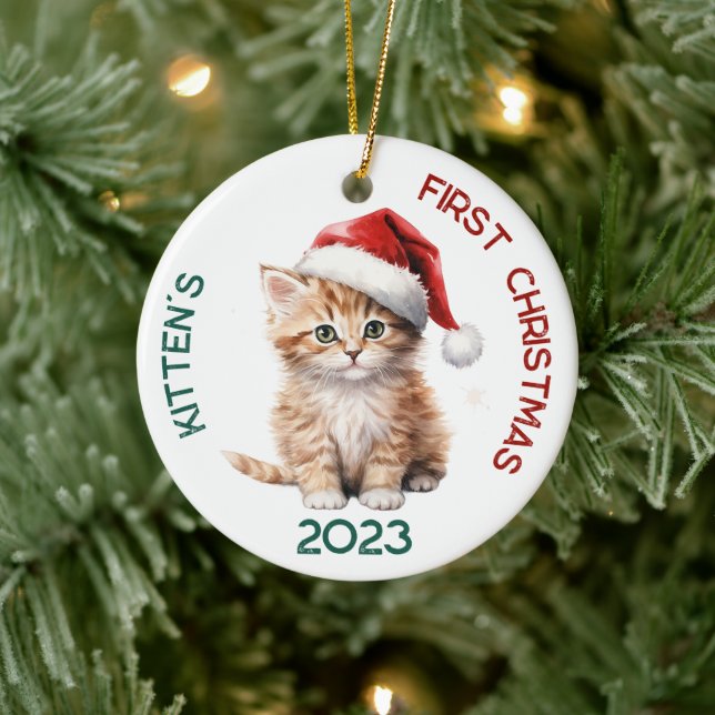 Personalized Kitten's First Christmas Design Ceramic Tree Decoration (Tree)