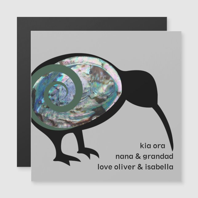 PERSONALIZED KIWI BLACK PAUA FERN KORU NEW ZEALAND (Front/Back)