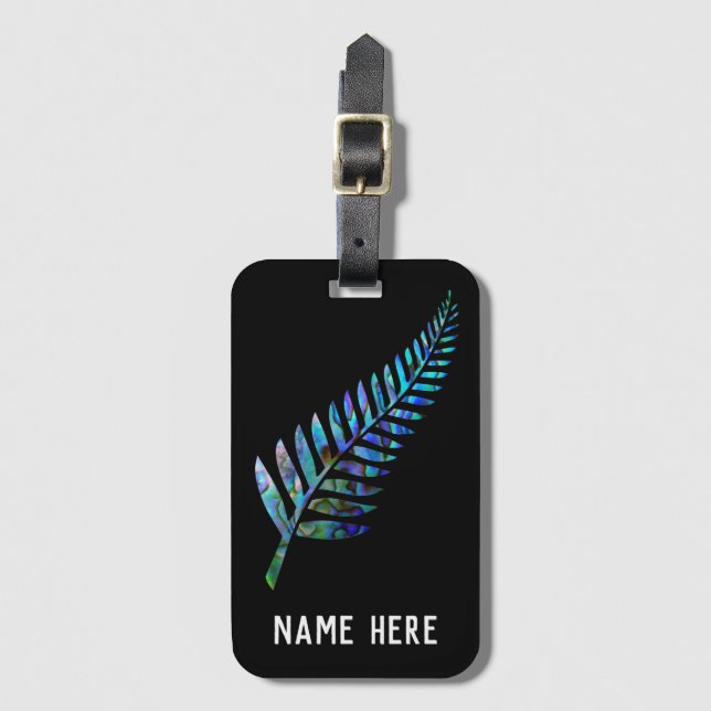 PERSONALIZED KIWI FERN PAUA LUGGAGE TAG (Front Vertical)