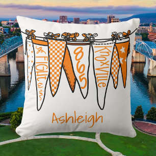 Personalized Knoxville Orange & White Pennant  Cushion